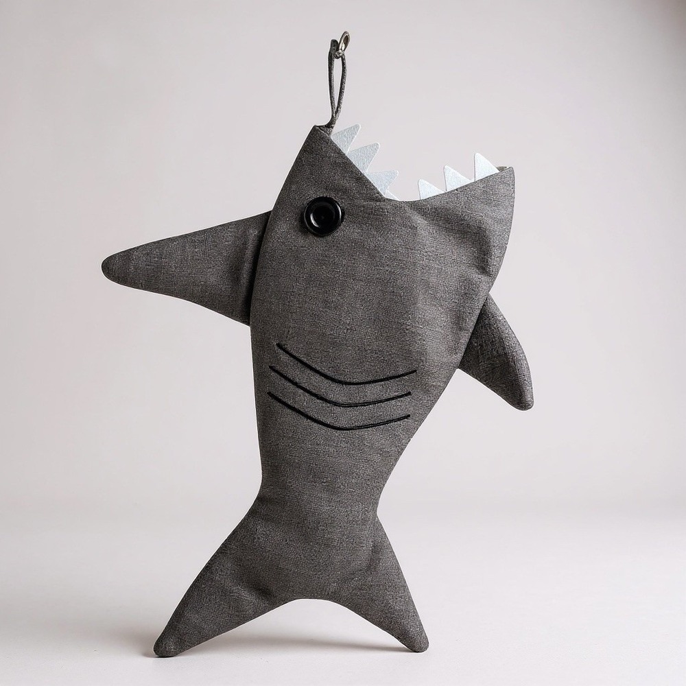 Walmart Shark Hanging Storage Pouch Unisex OS Grey Woven Novelty Decor